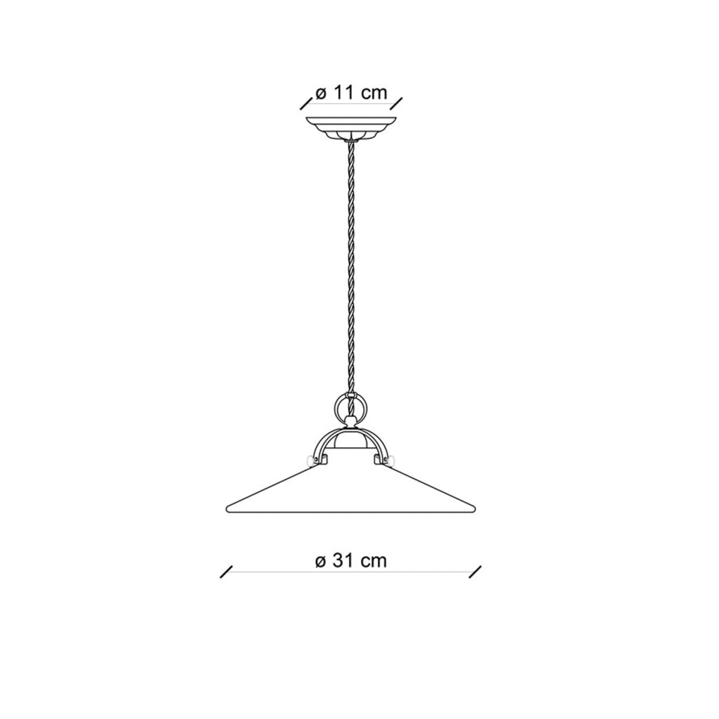 Lampadario Industrial Minimal B&W Metallo Smaltato Nero 1 Luce E27 31Cm