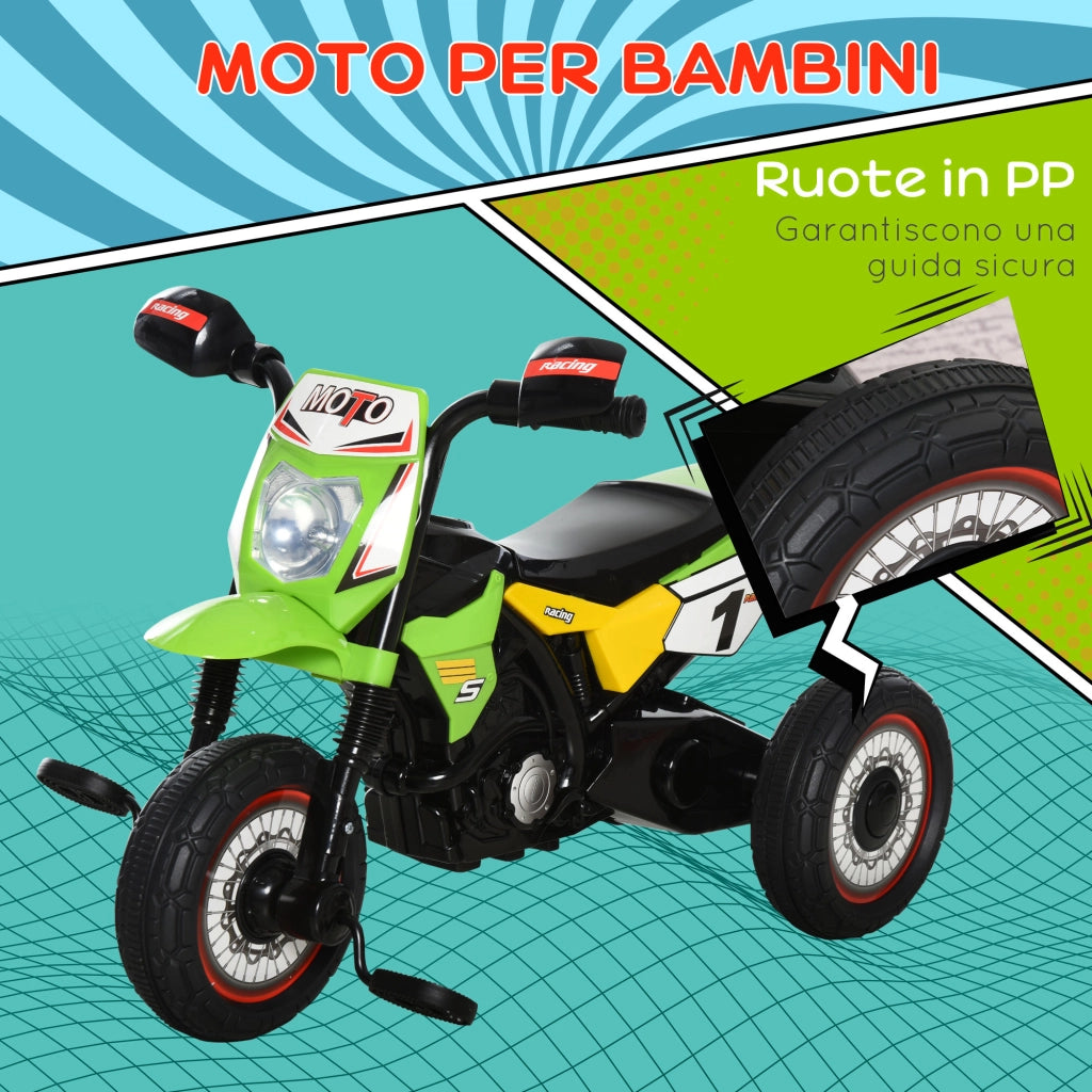 Triciclo Moto a Pedali ¨C Xylo ¨C Con Luci e Suoni, 3 Ruote, 18-36 Mesi, Verde