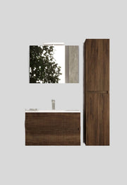 Mobile da Bagno Sospeso con Lavabo 60 cm e Specchio Urano Light Noce Scuro