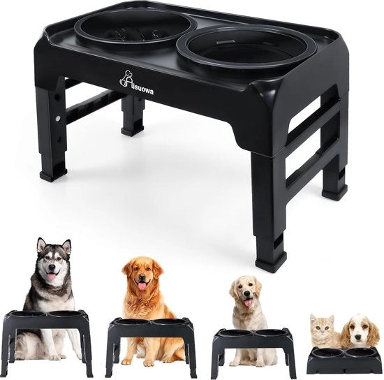 Bacini per cani elevabili, 2-in-1 senza perdite, vasca idrica con alimentazione lenta, 4 livelli di altezza regolabili, per cani piccoli, medi e grandi e animali domestici