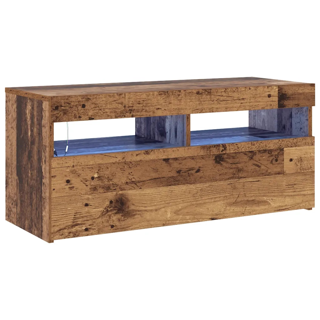 Mobile TV | Armadietto TV | Mobile Porta TV con LED Legno Antico 90x35x40 cm Multistrato