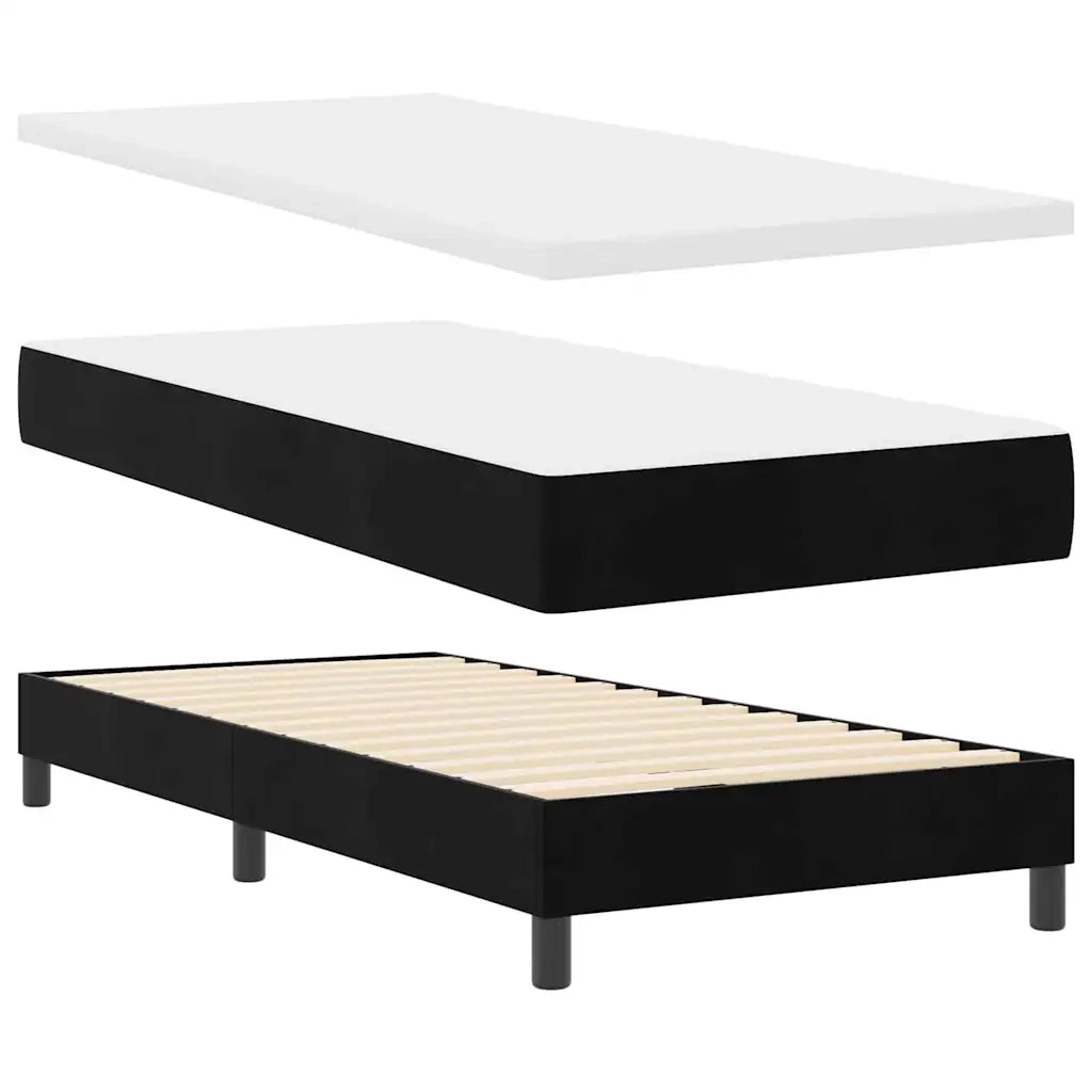 Letto a Sorgente LED con materasso Nero 100 x 200 cm Velluto 3342634