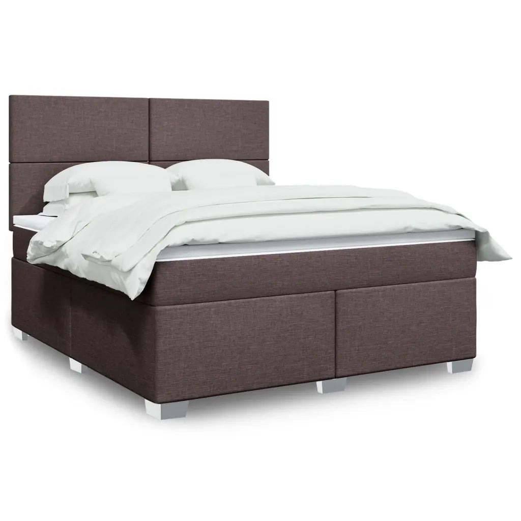 Giroletto a Molle con Materasso Marrone Scuro 180x200cm Tessuto