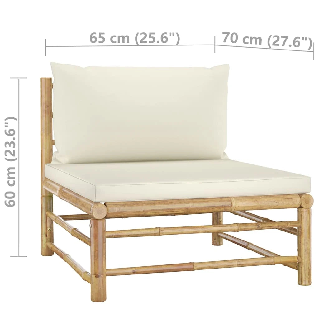 Set di mobili da giardino per esterni 4 pezzi con cuscini bambù bianco crema 02_0016088