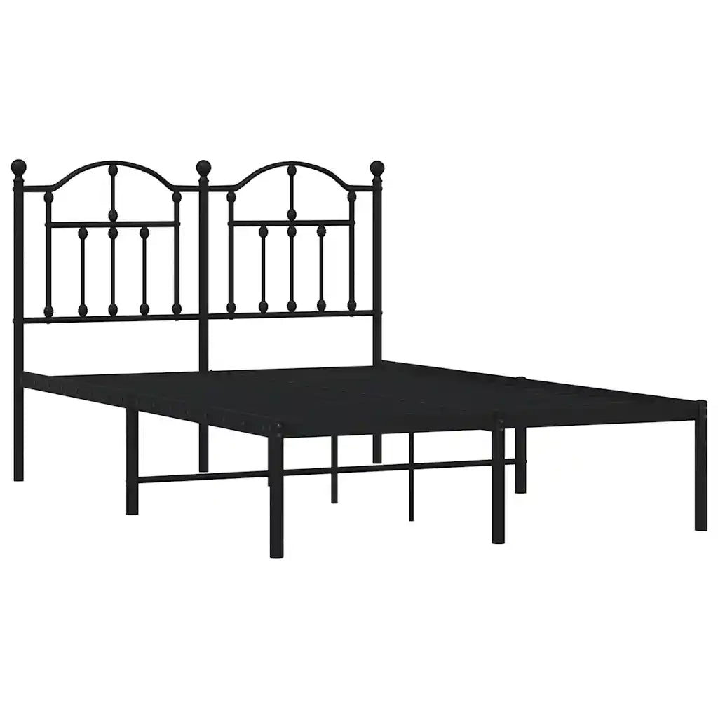 Letto matrimoniale | Letto per adulti | Giroletto con Testiera in Metallo Nero 120x200 cm