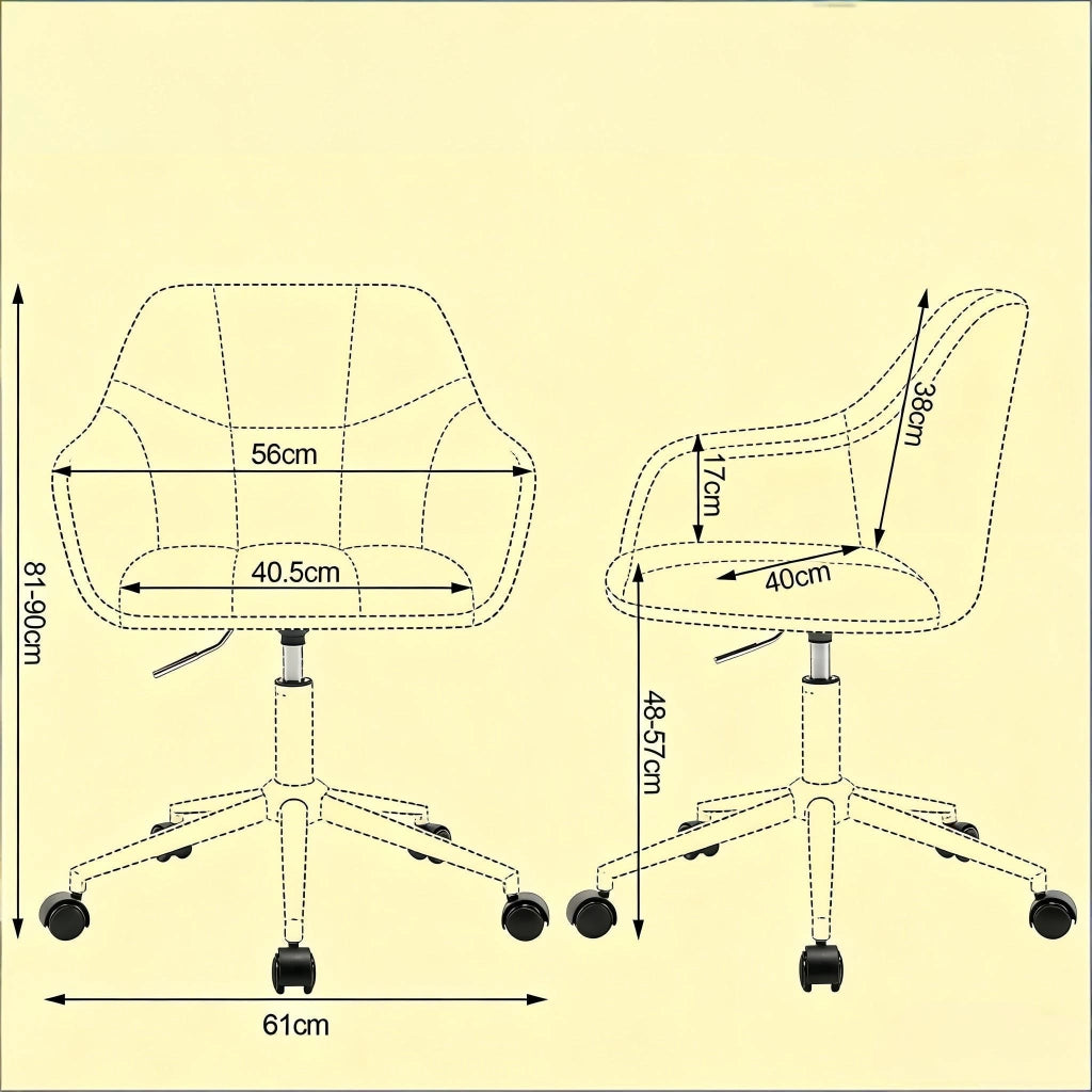 Sedia da ufficio ergonomica girevole in velluto, altezza regolabile, colore crema bianco