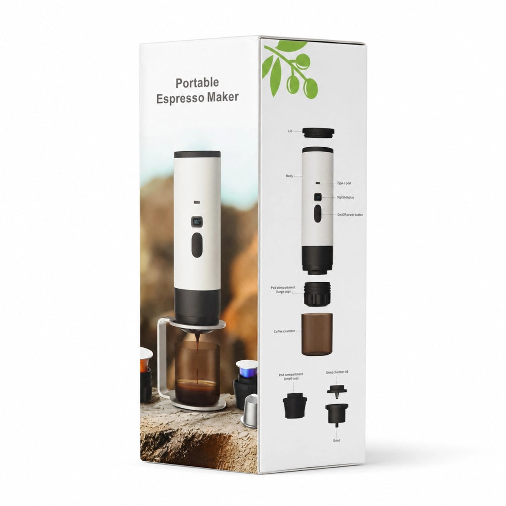 MACCHINA CAFFÈ ESPRESSO PORTATILE AUTOMATICA RICARICABILE CAPSULE E MACINATO