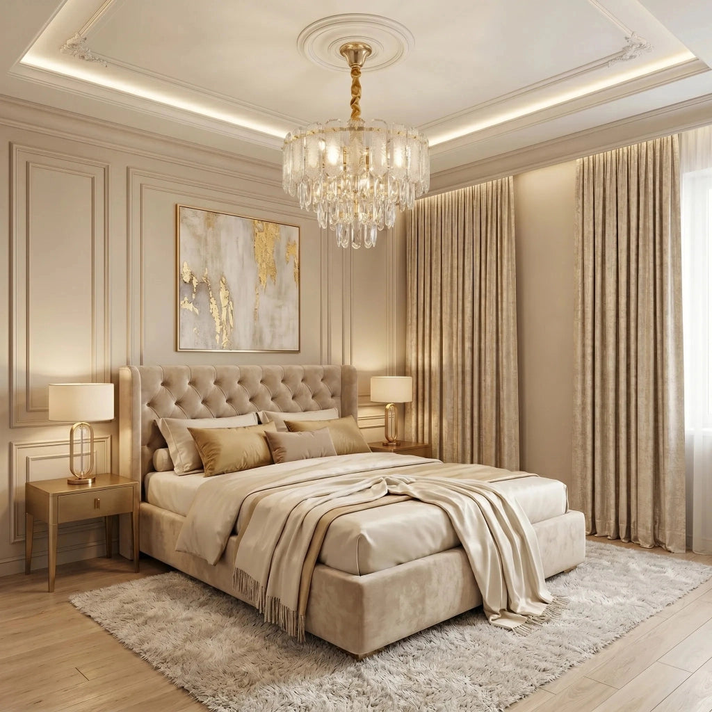 Lampada A Sospensione In Cristallo Swe088-cp 40cm Gold