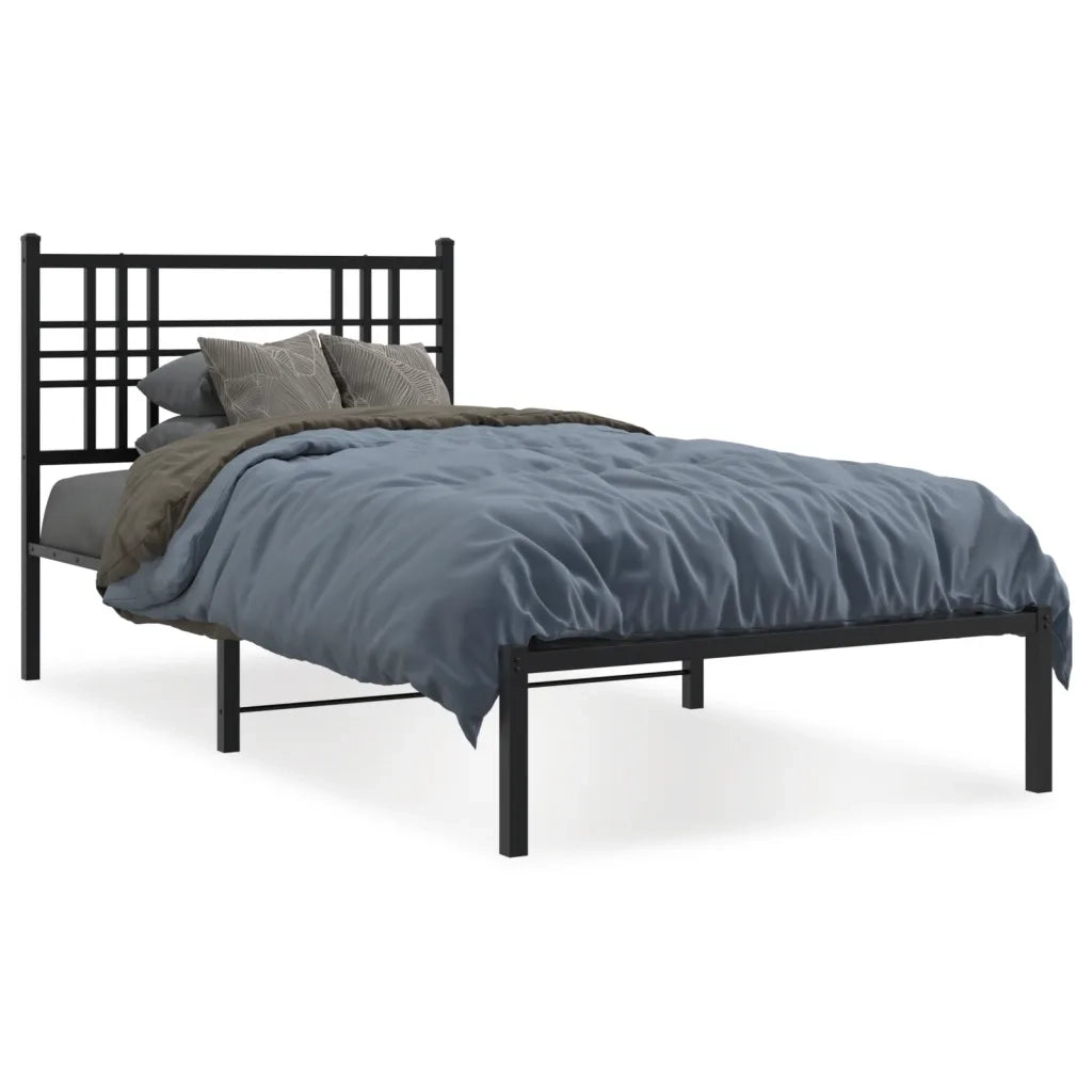 Giroletto con Testiera-Struttura Letto con testiera in Metallo Nero 90x190 cm 573540