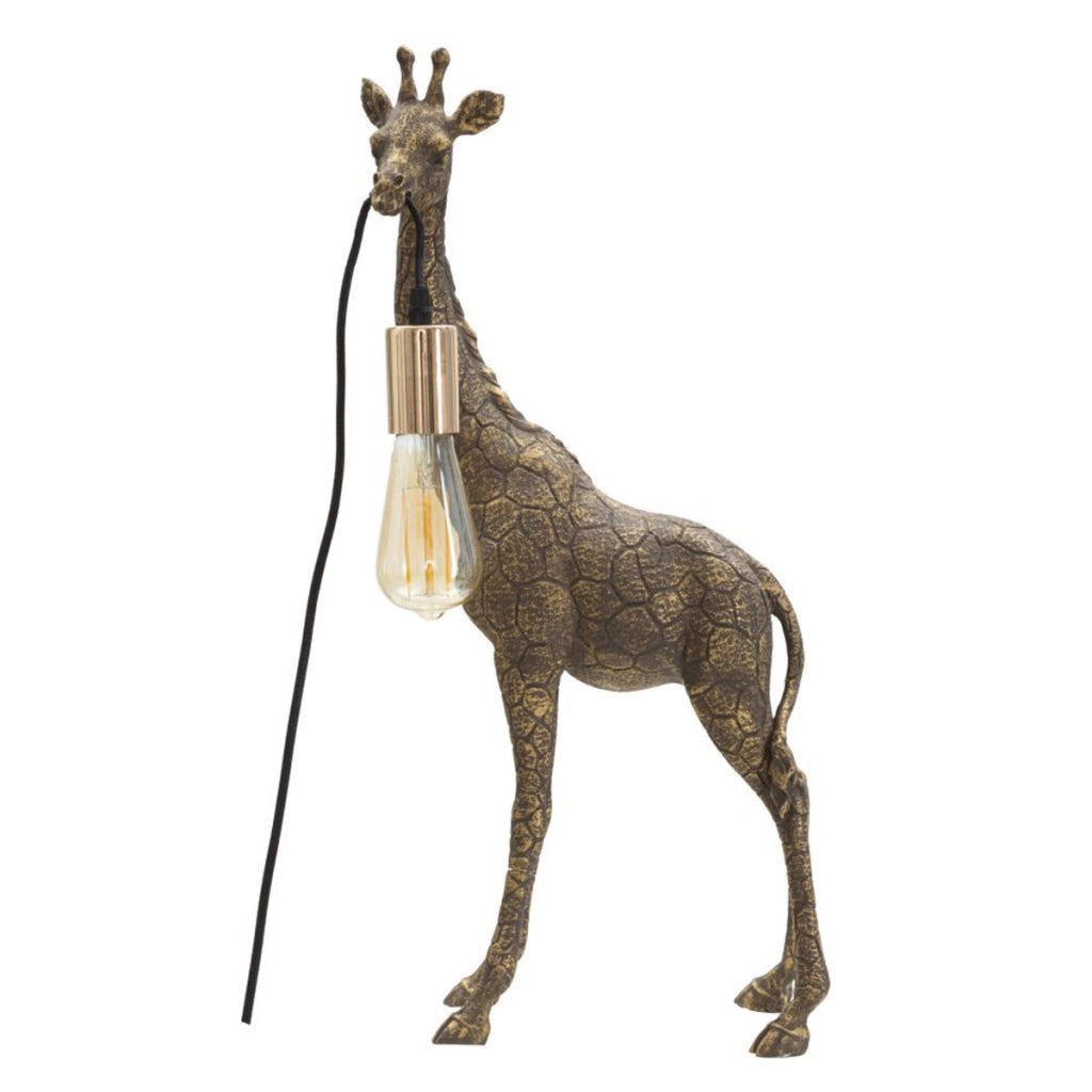 Lampada da tavolo Giraffa piccola in resina oro antico
