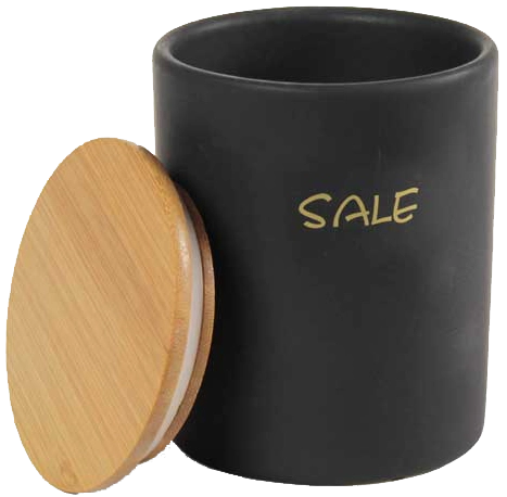 Barattolo in ceramica con tappo di legno COLORI: NERO, Colore e Fantasia: SALE
