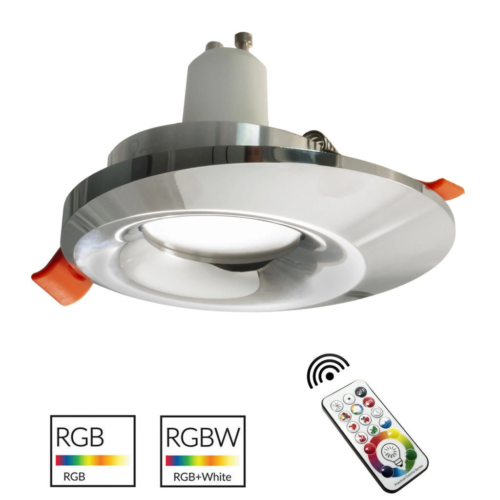 Faretto cromato LED RGB GU10 multicolore incasso 65mm effetti luce colorata 230V LUCE RGBW