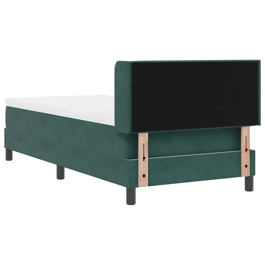 Letto a molle con materasso-Struttura Letto con Materasso Verde Scuro 200 x 90 cm Poliestere 682173