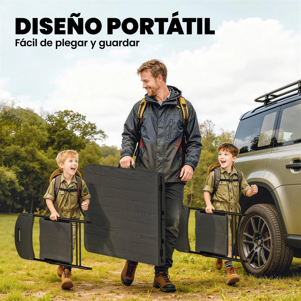 Set da Campeggio Pieghevole 5 Pezzi ¨C Xylo ¨C Tavolo Pieghevole con Sedie HDPE Impermeabile Telaio Metallo