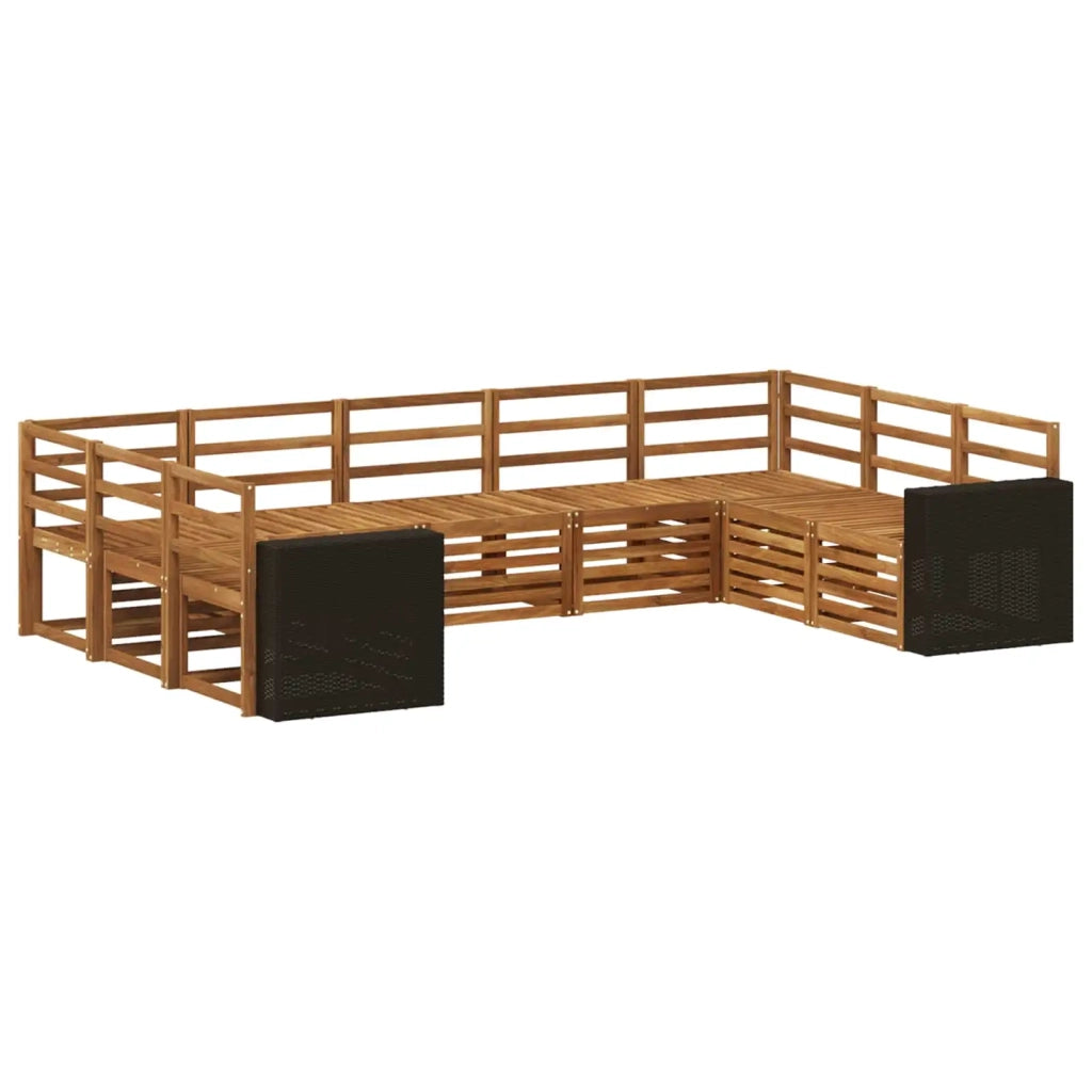 Set di divani da esterno 9 pz Naturale Legno di Acacia Massello 3384840
