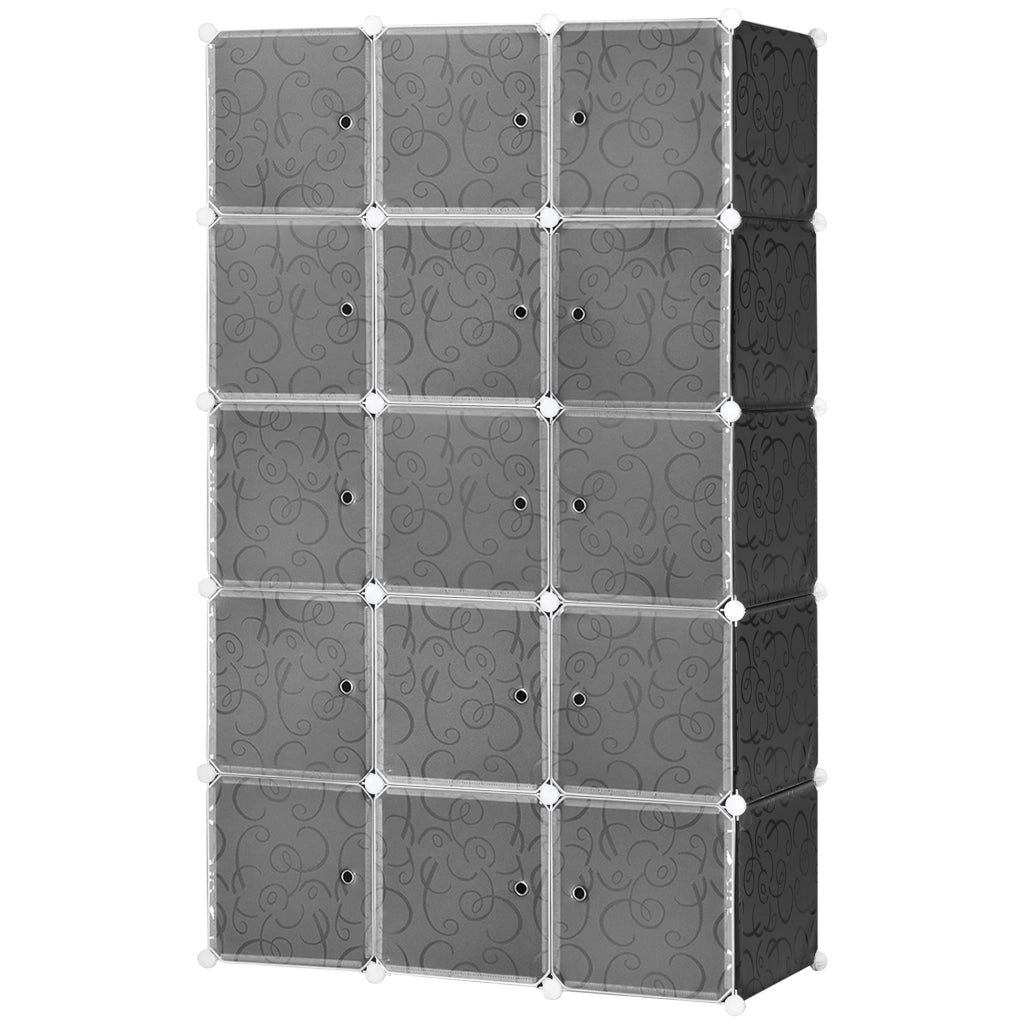 Armadio a cubi con cassetti e ante scorrevoli ¨C Minimal ¨C Nero e Bianco 111x47x183 cm