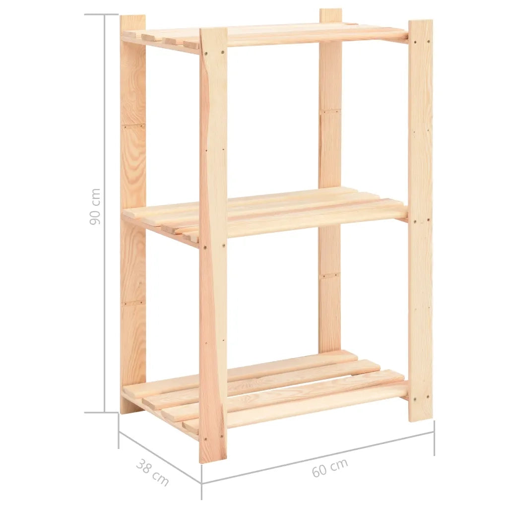 Scaffali a 3 Livelli 3 pz 60x38x90 cm in Massello Pino 150 kg CFW4912747