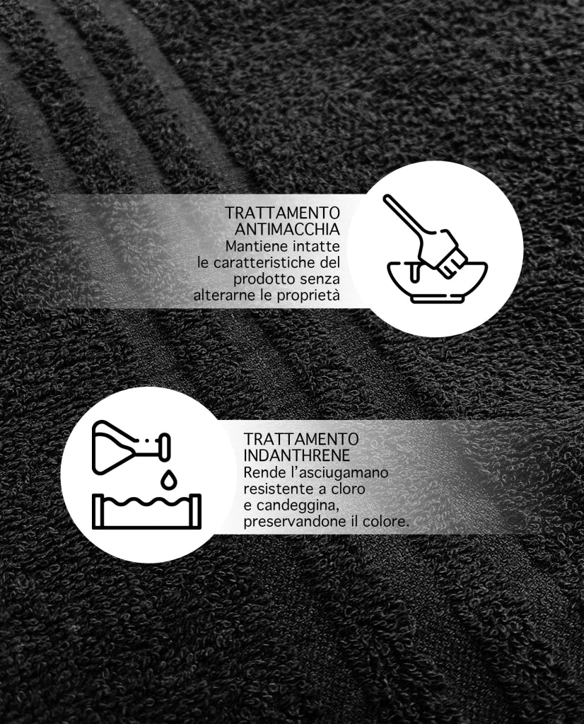 Set 5 Teli 50x90Cm Asciugamani Neri Professionali Parrucchiera Salviette Telo Nero Con Tintura Indanthrene 380Gr 