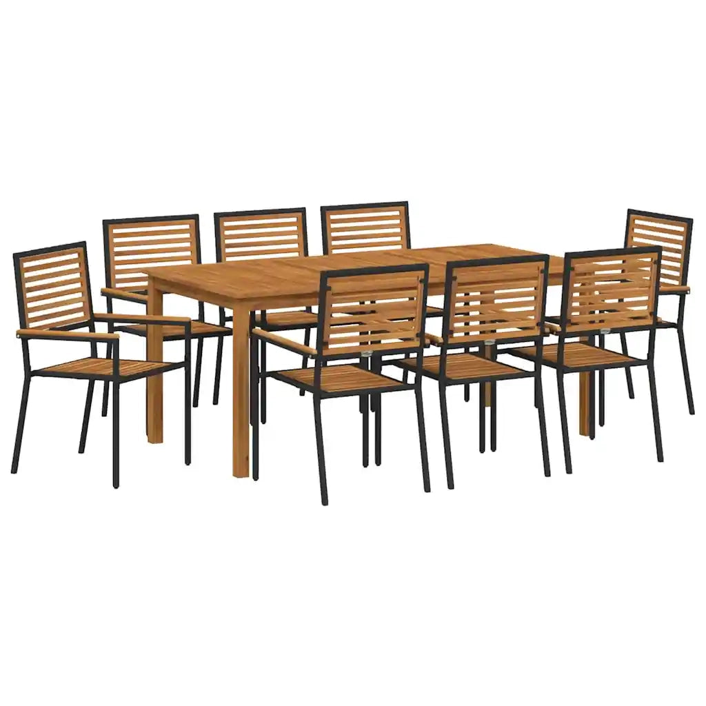 Set da Pranzo per Giardino 9 pcs Nero Legno di Acacia Massello 3365544