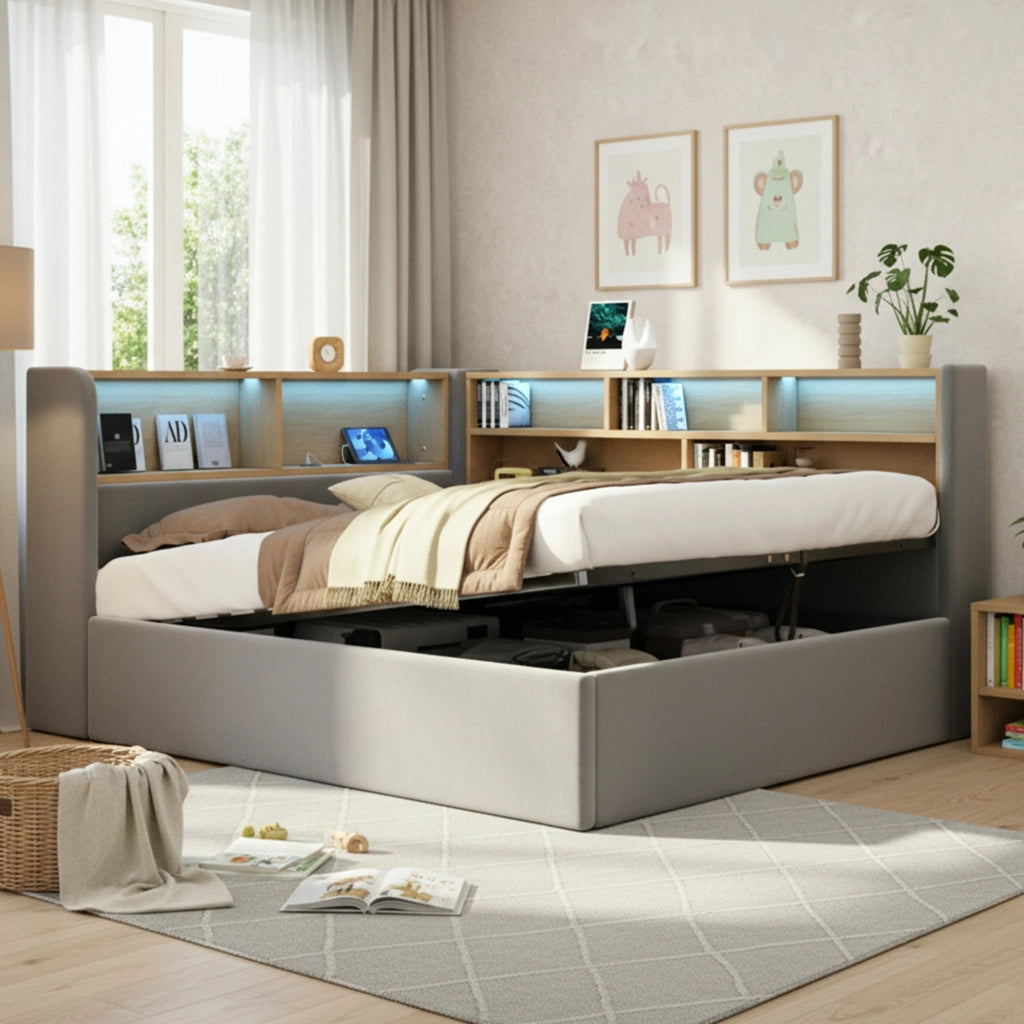 letto imbottito velluto grigio 140 x 190 cm