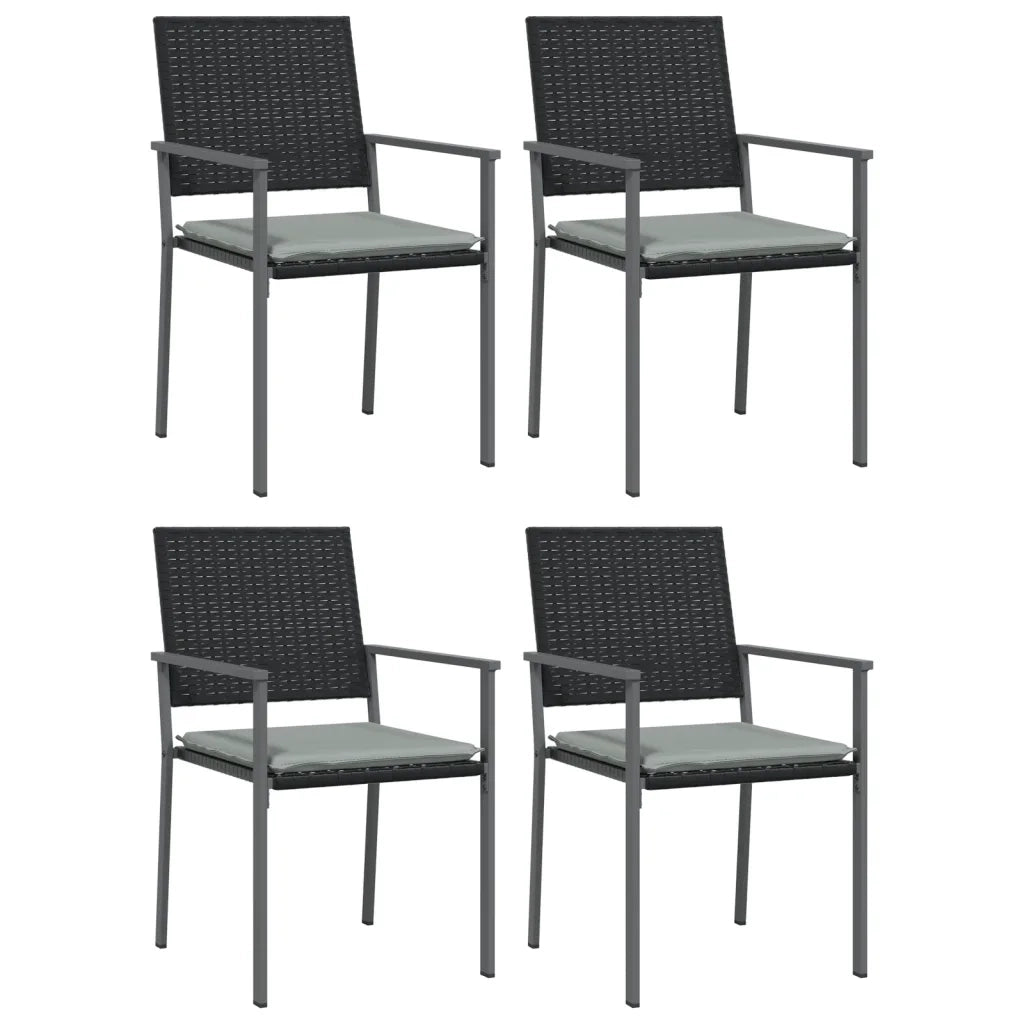 Set Pranzo da Giardino 5pz con Cuscini in Polyrattan e Acciaio 3187009