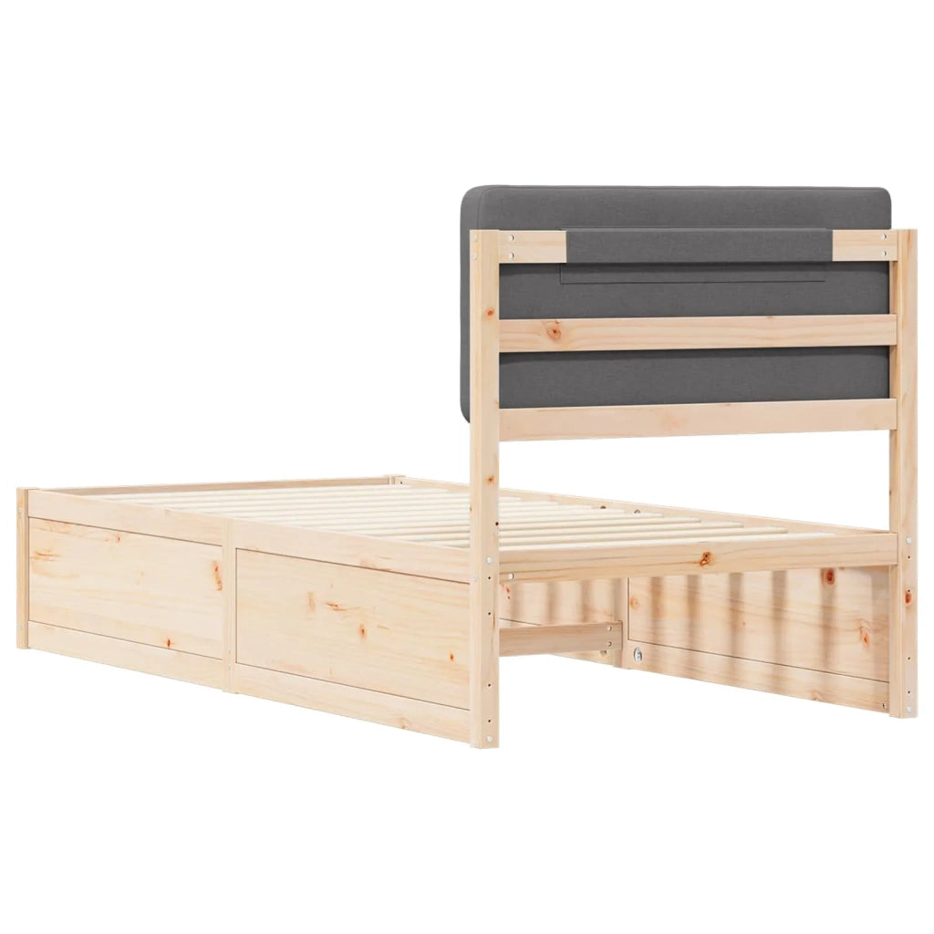 Letto con Testiera Rivestita Grigio scuro 90 x 200 cm 877655