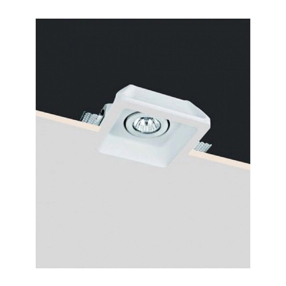 Trade Shop - Porta Faretto In Gesso Orientabile Da Incasso Verniciabile Quadrato Gu10 Gs-20 -