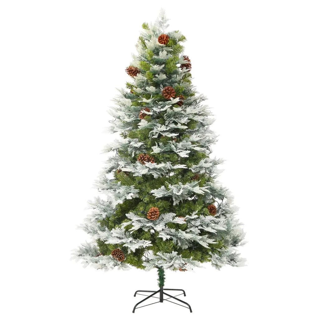 Albero di Natale Preilluminato con Pigne Verde 195 cm PVC e PE 344297