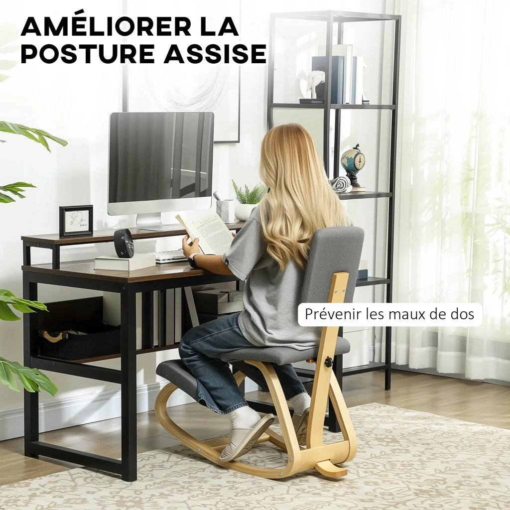 Sedia ergonomica inginocchiatoio ¨C Xylo ¨C legno con schienale basculante grigio