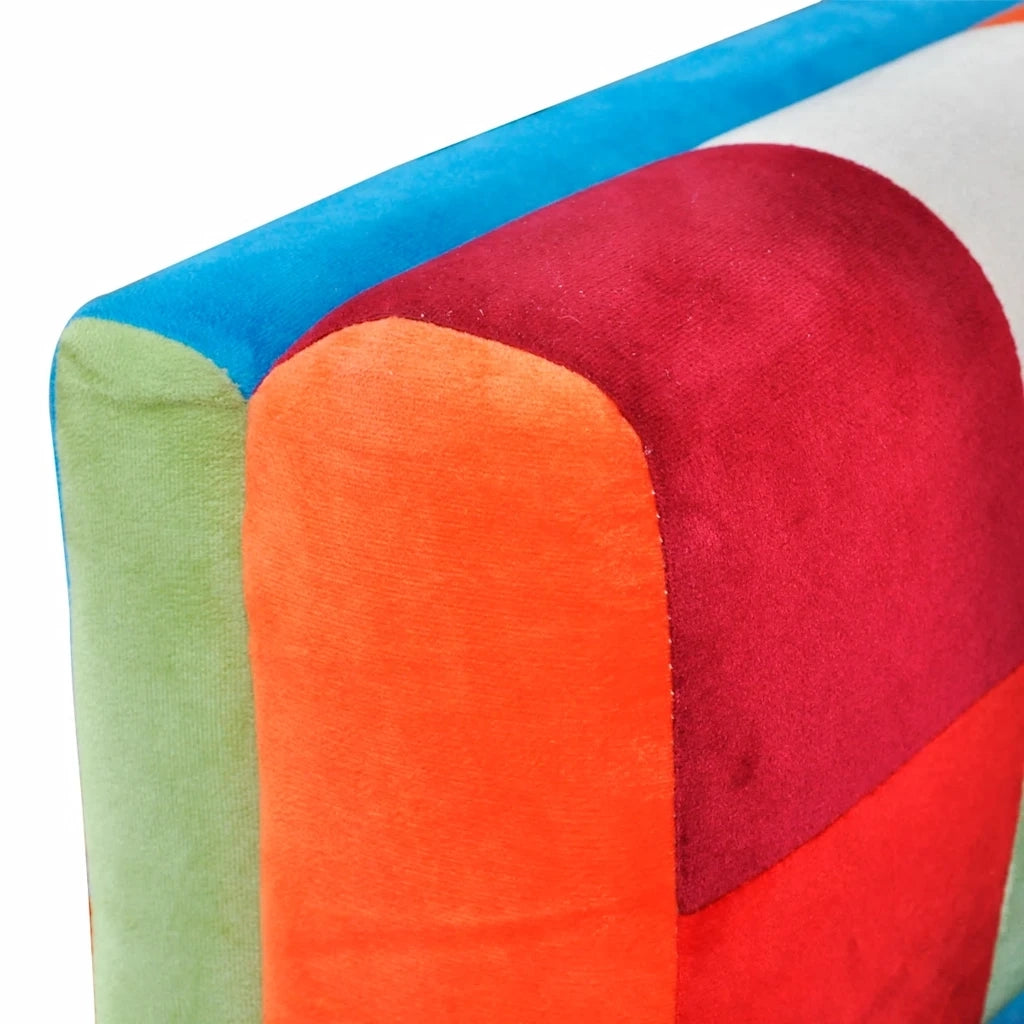 Poltrona a Cubo con Gambe Cromo e Design Patchwork in Tessuto 240895
