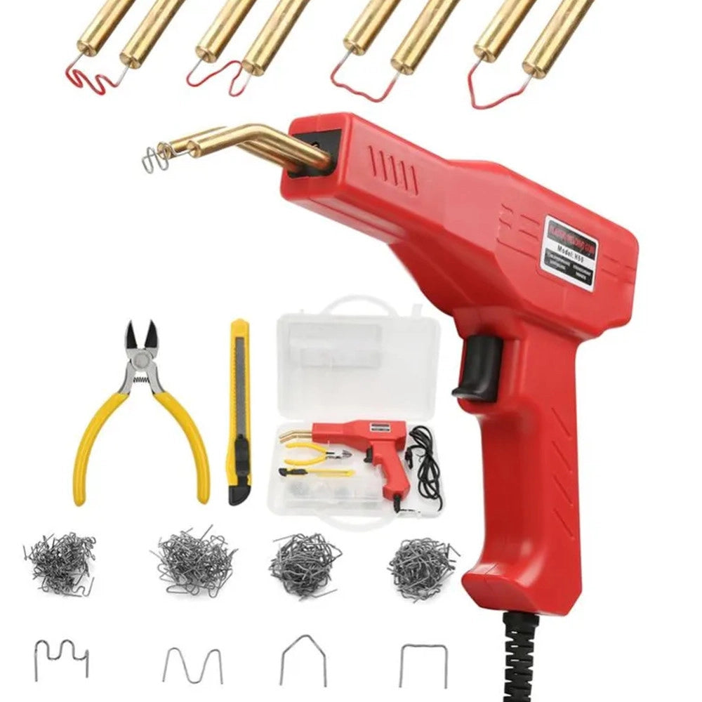 Trade Shop - Pistola Saldatore Saldatrice Per Plastiche Auto Paraurti 50w Con Kit Riparazione -