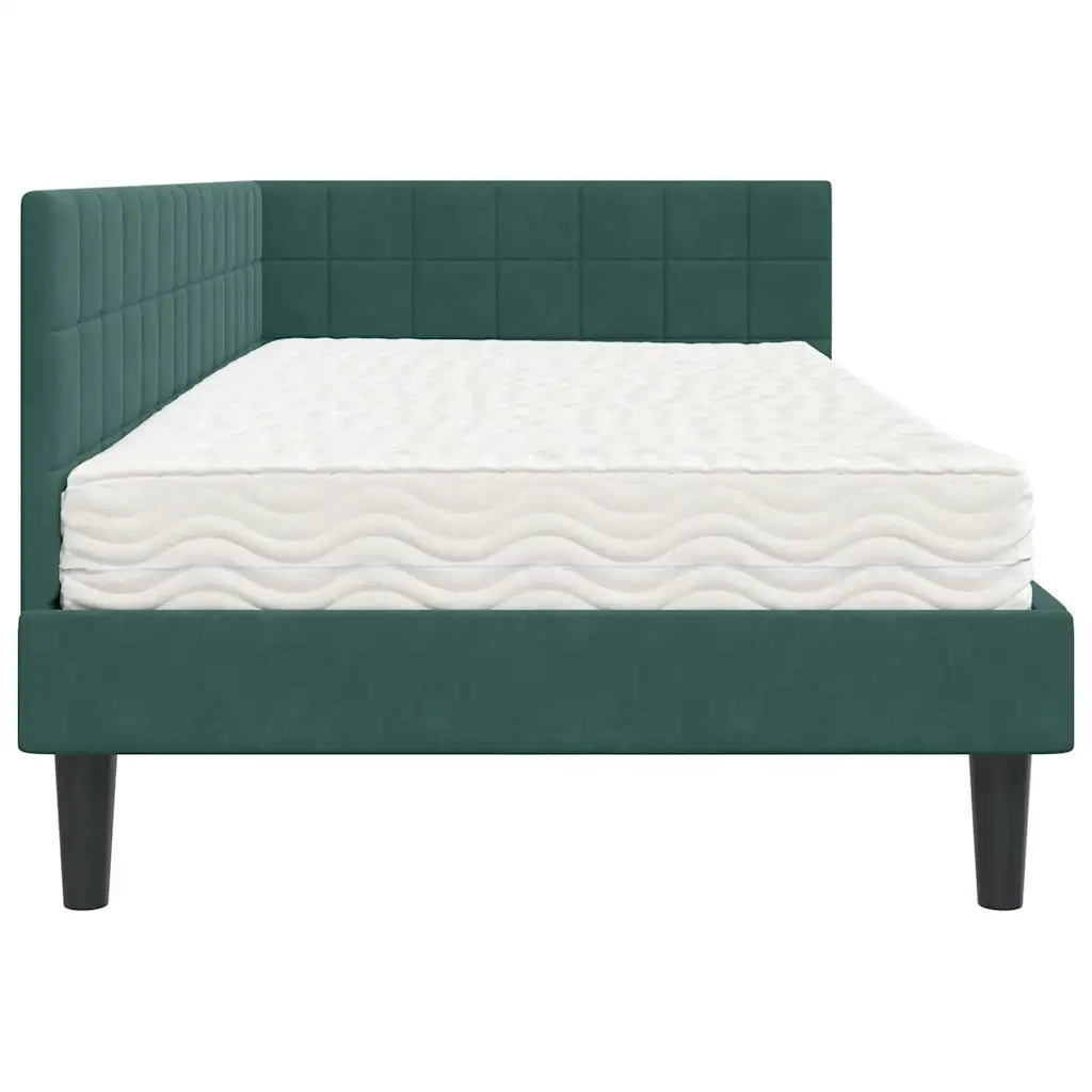 Struttura Letto Angolare con Materasso 2 pcs Verde Velluto 3393980