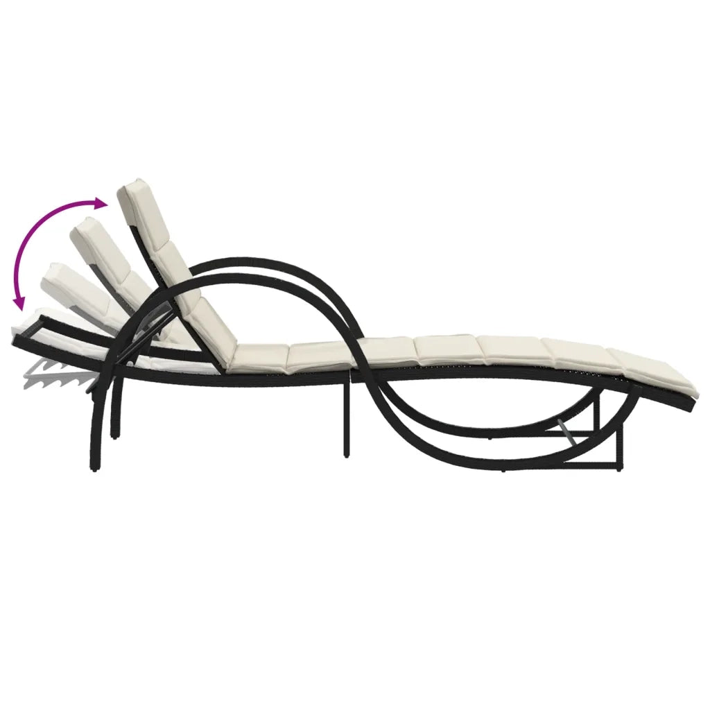 Lettini Prendisole 2 pz con Cuscini Neri in Polyrattan 3277307