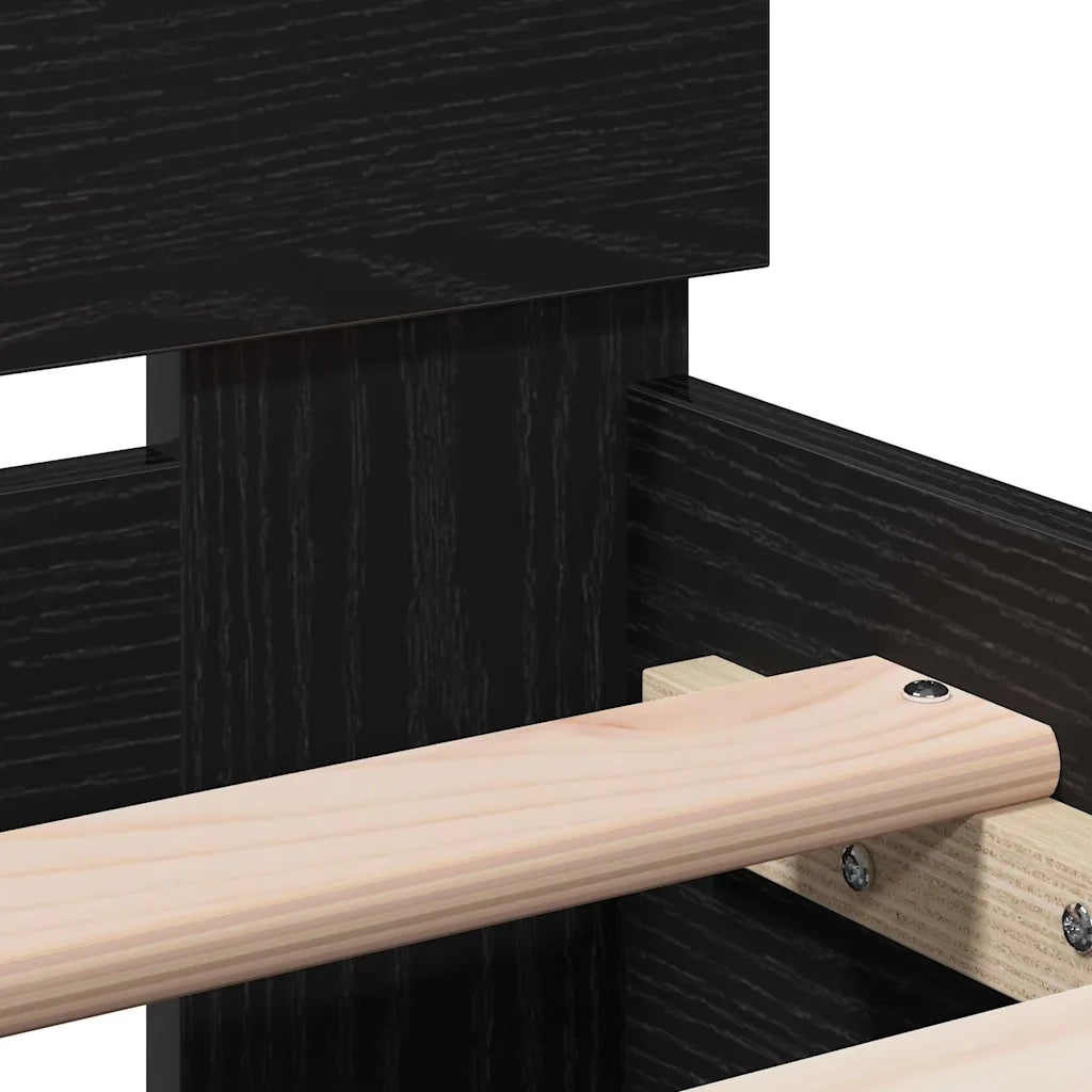 Struttura del letto con testiera-Giroletto Rovere Nero 193 x 95 x 88 cm