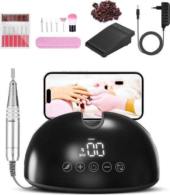 Vijilatrice elettrica - 350000 giri al minuto velocità regolabile - set pedicure per unghie adesive - manicure professionale - macchina per levigare unghie - 12 in 1 - trimmer per unghie - unghie adesive