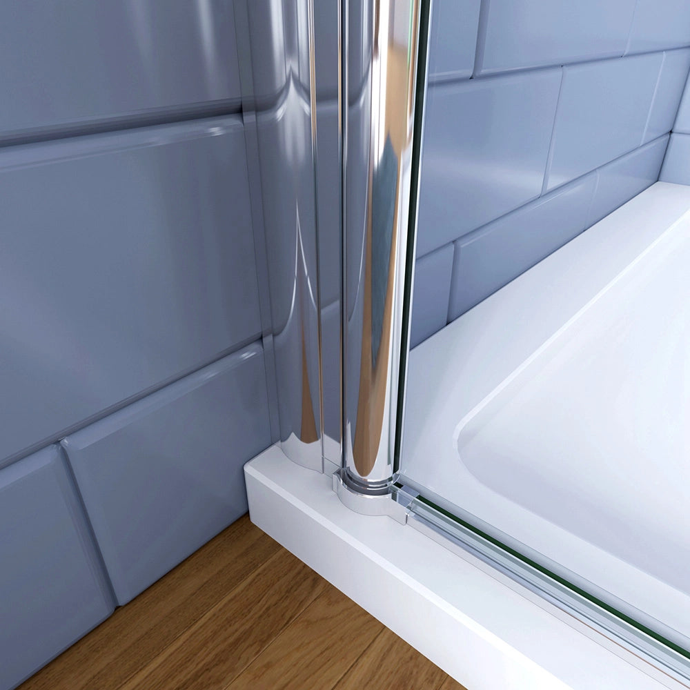187cm Box Doccia Angolare Porta Battente e Lato Fisso 76x70cm Vetro Trasparente 6mm Anticalcare Barra 140cm Cromato