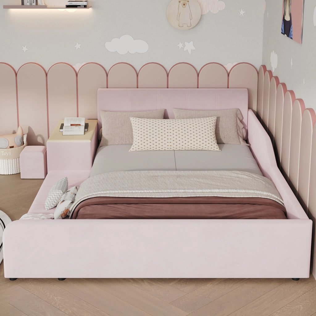 letto imbottito velluto rosa 140x200 cm