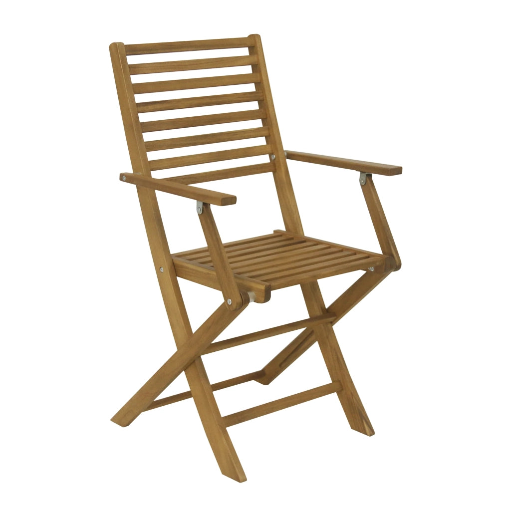Set di 2 sedie pieghevoli da giardino Simo in legno di acacia, con dettagli in alluminio (56x53x92 cm)