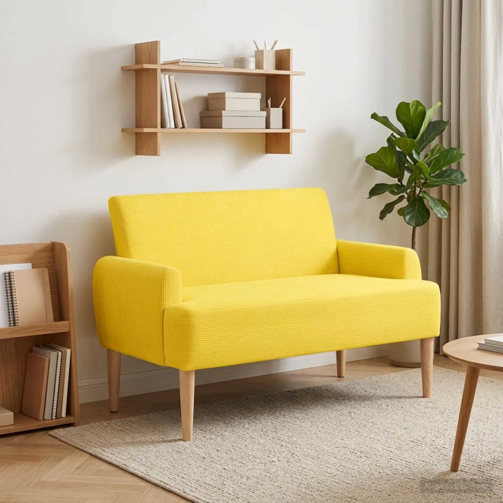 Loveseat con bottoni imbottiti Giallo Chiaro 116 x 67 x 81 cm 42041794