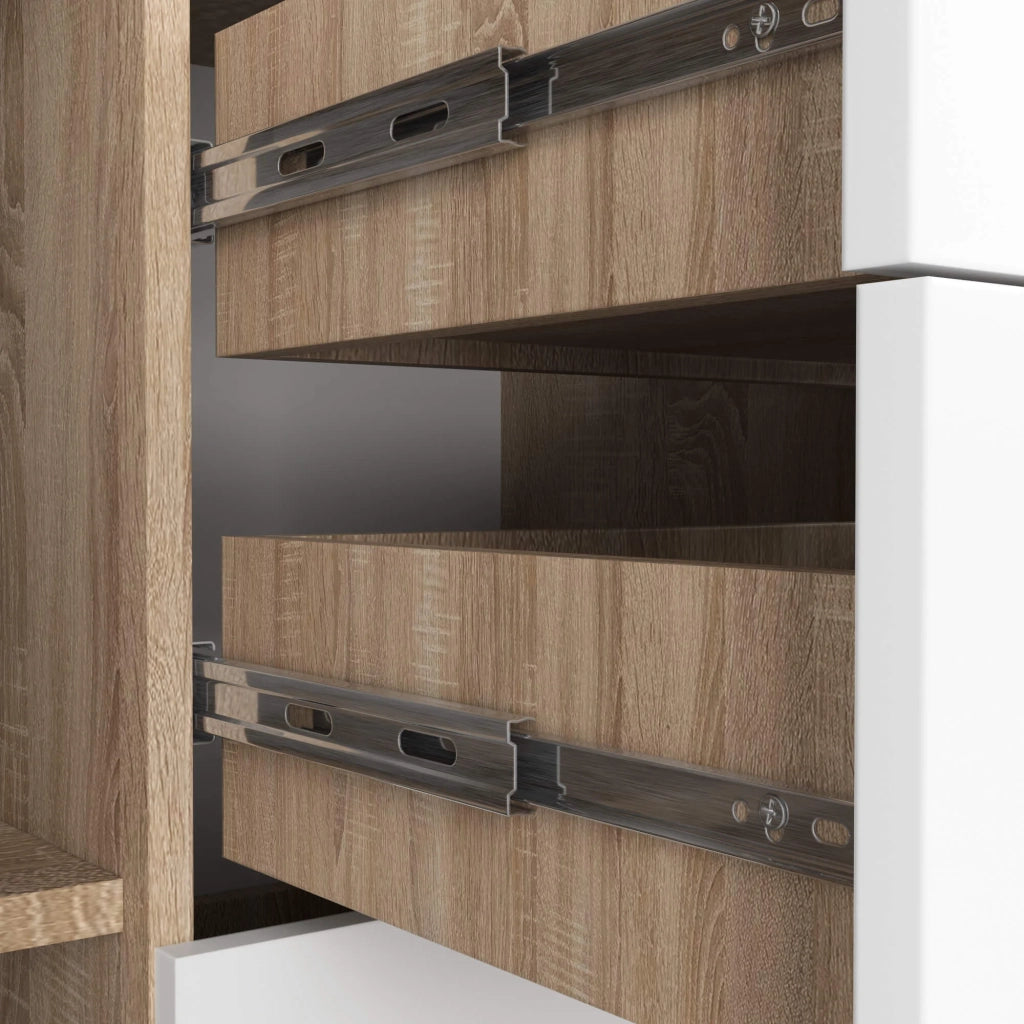 Cassettiera AKORD K45 Cassettiera Sonoma Quercia 110 cm 2 ante 4 cassetti inserto frontale Bianco 110x35x80 cm