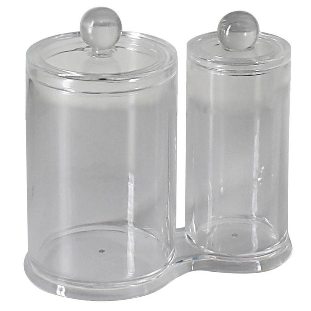 Trade Shop - Organizer Doppio Comparto Porta Dischetti Struccanti Cotton Fioc Cosmetici Espositore -