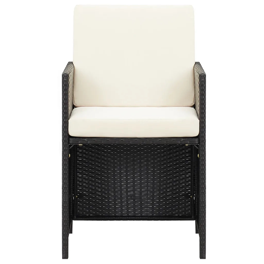Sedie da Pranzo da Giardino con Cuscini 4 pz Nere in Polyrattan 316802