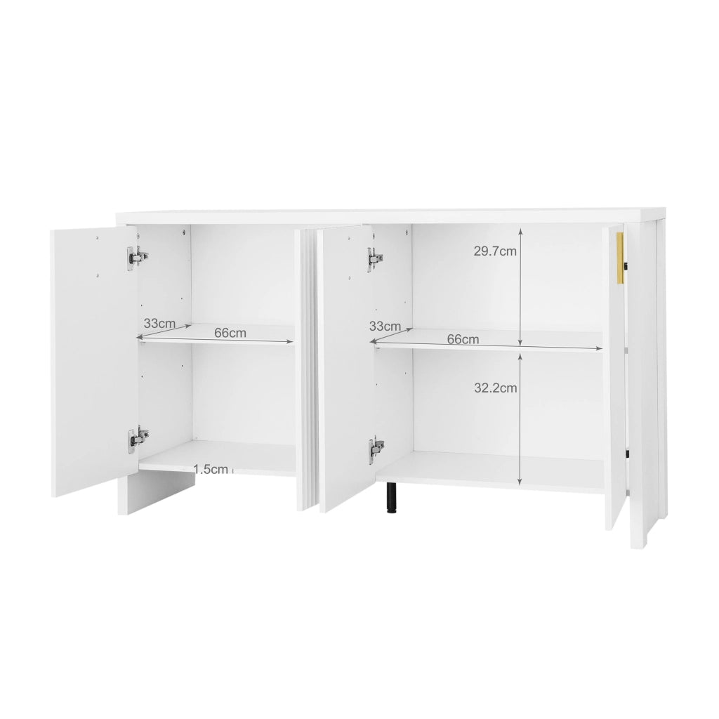 Credenza Moderna ¨C Xylo ¨C Bianco, Maniglie Dorate, Ante con Divisori Regolabili