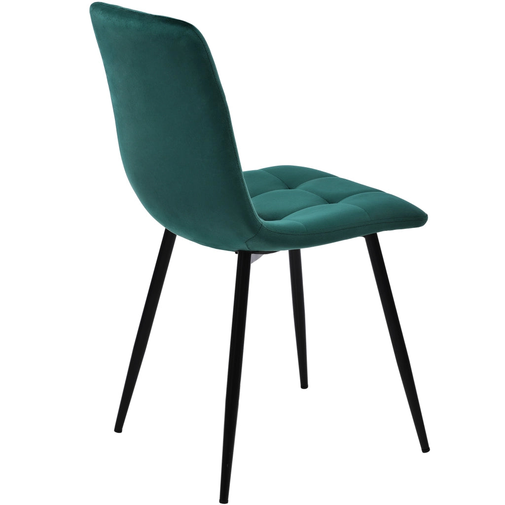 Sedie da pranzo (4 pezzi), verde scuro, set di 4 sedie di design imbottite con schienale, seduta in velluto, struttura in metallo