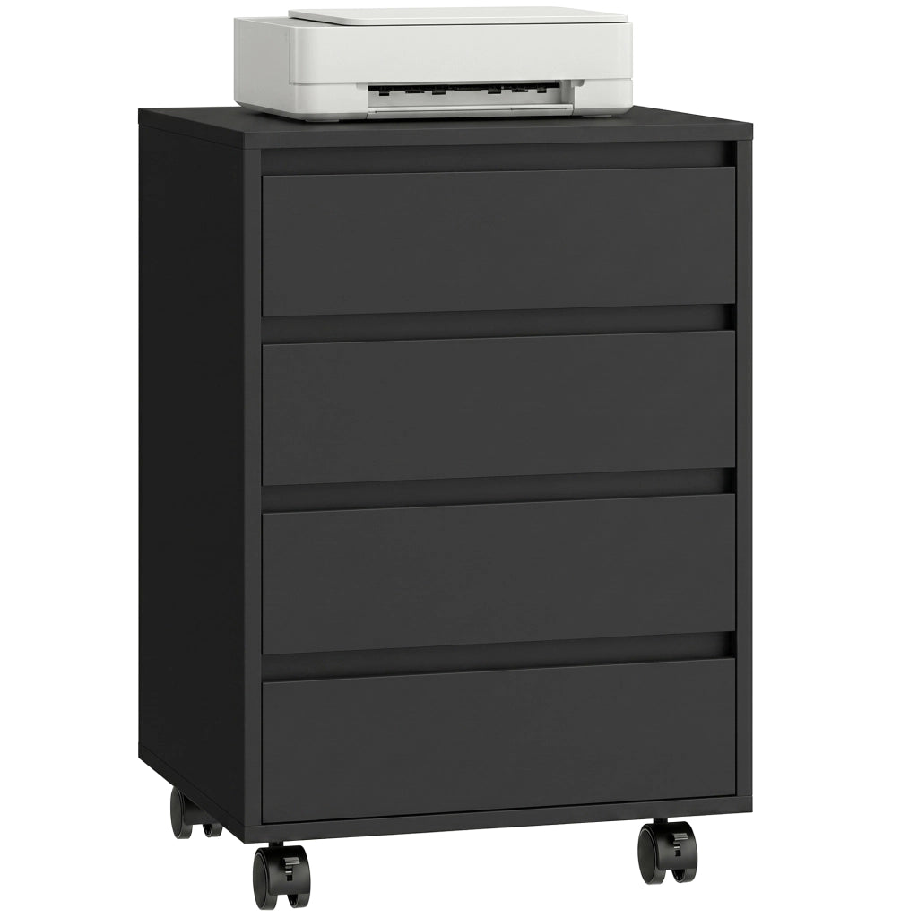 Scrivania con cassetti e ruote ¨C Minimal ¨C Legno, nero