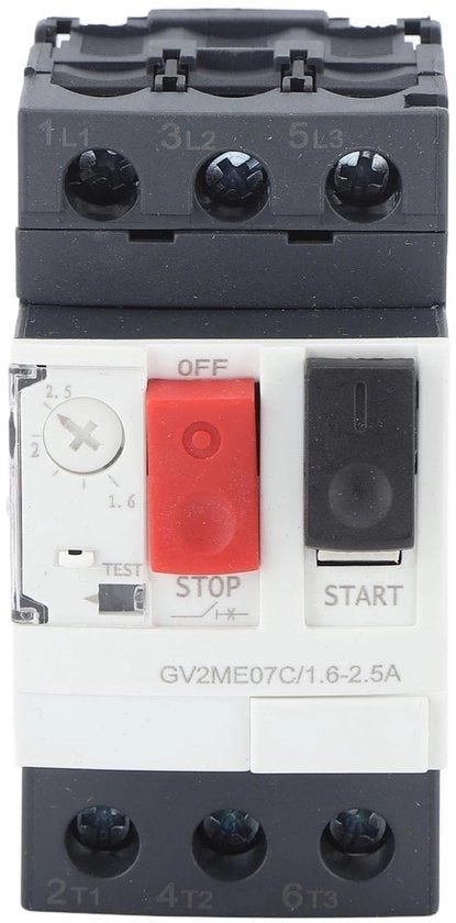 Interfaccia di protezione motore - Interruttore di protezione motori - Avviatore di motori - Comando a pulsante - Montaggio su rail 35 mm - Interruttore di commutazione - Sicurezza - Adatto per AC 690V - Modalità...
