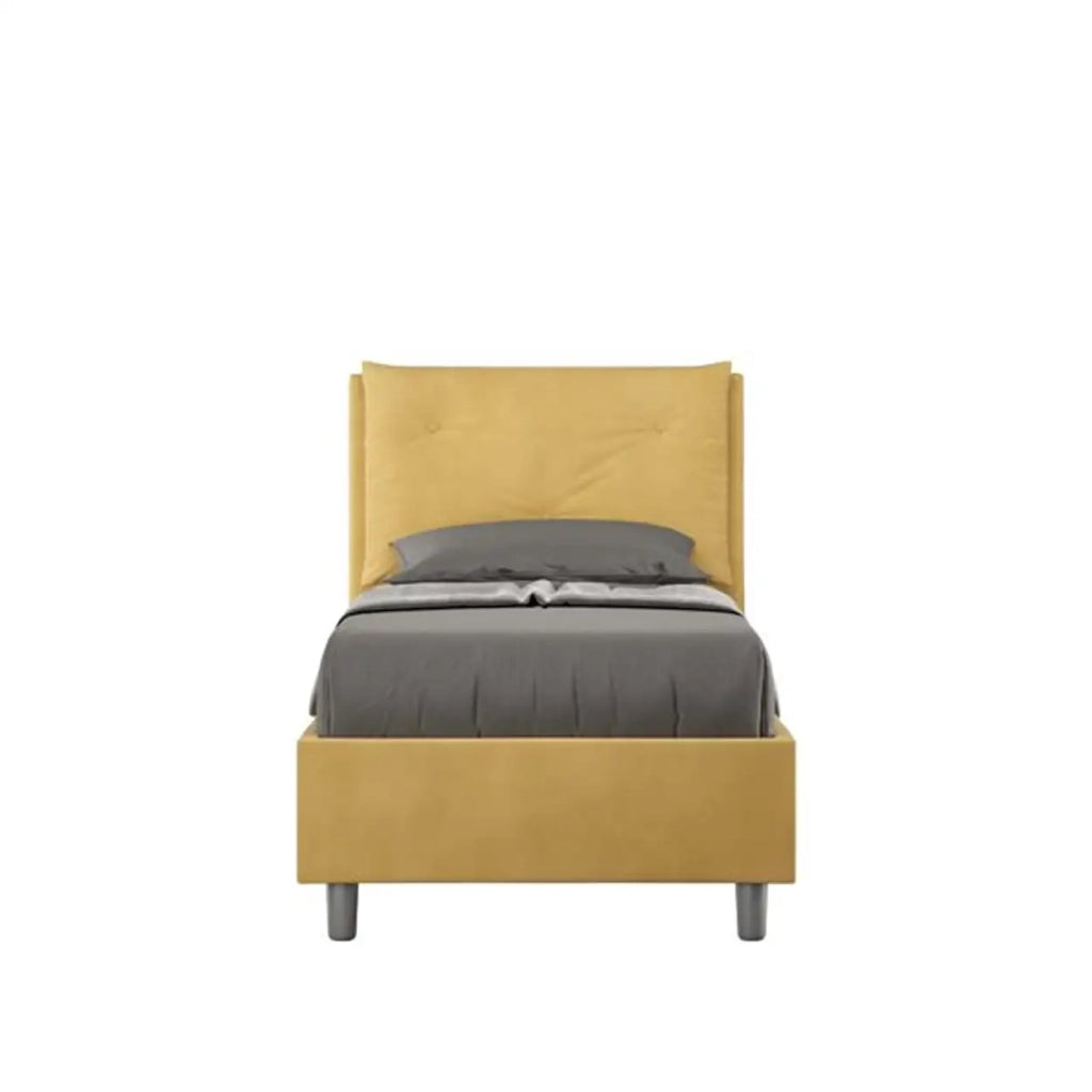 Letto singolo con rete imbottito 80x200 microfibra ocra Appia