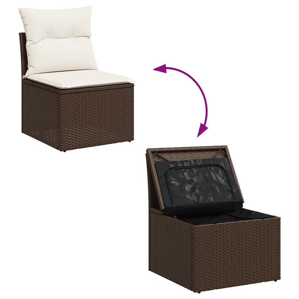 Set Divano da Giardino 5 pz con Cuscini Marrone in Polyrattan 3326794