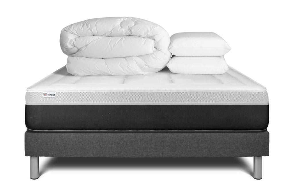 Pacchetto letto completo - Materasso 180x200cm + Box spring con doghe (kit) + 2 cuscini + piumone - Vital Form