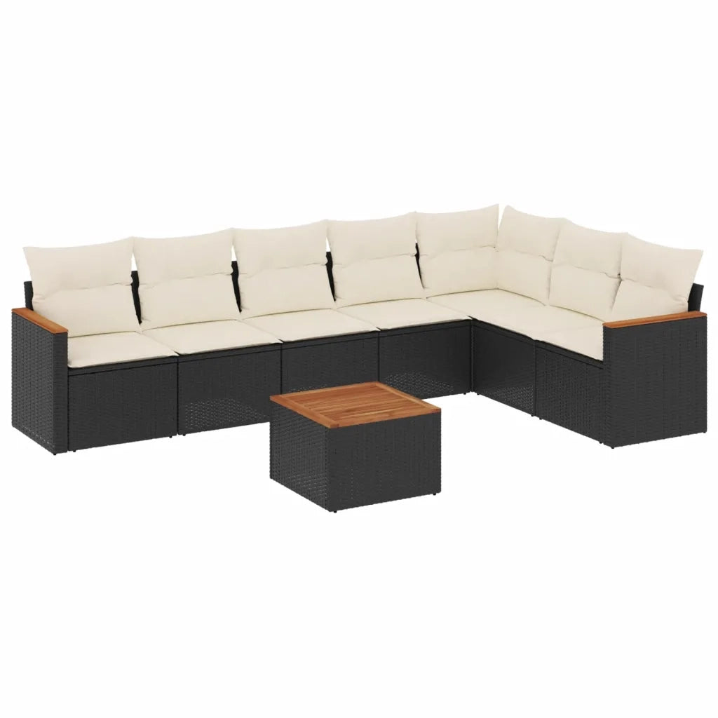Set Divani da Giardino con Cuscini 8 pz Nero in Polyrattan 3258437